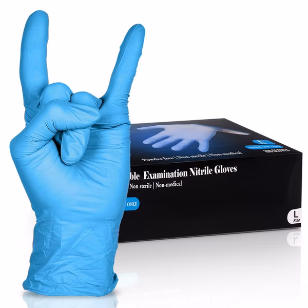 Industrial Gloves, Puncture Resistant, Textured Grip, Nitrile/Vinyl, Large