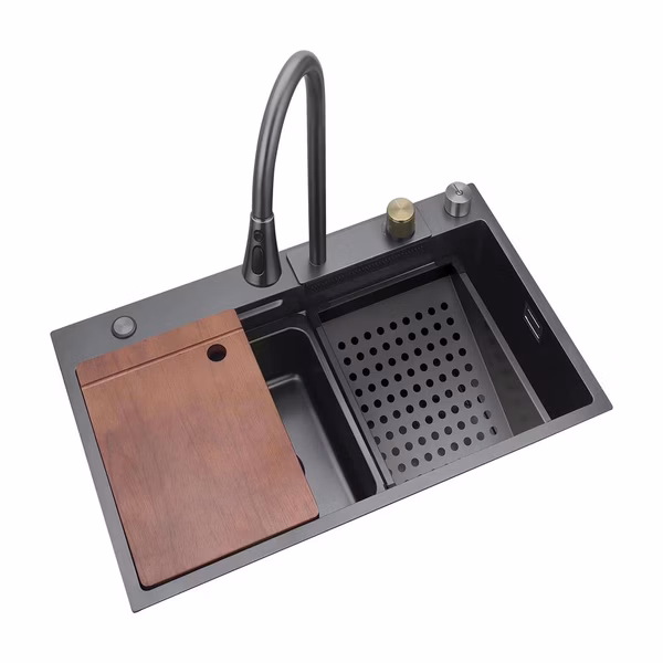 Stainless Steel Kitchen Sink, Durable & Soundproof, Nano Coating, Gun Black
