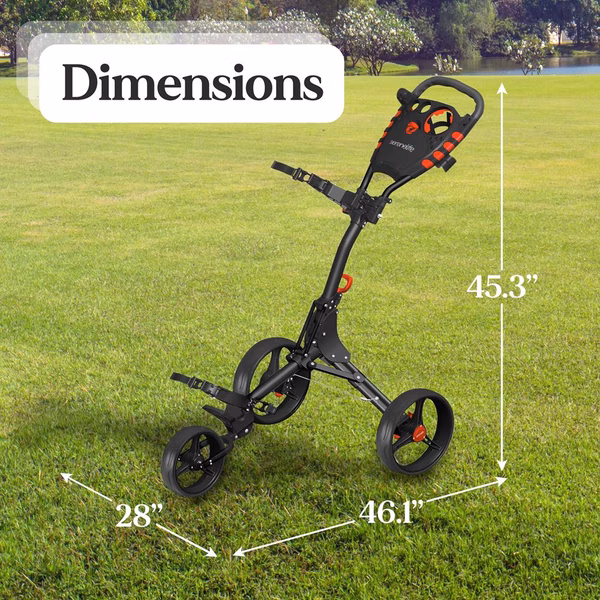 Golf Push Cart - Lightweight, Foldable, Aluminum Frame, White