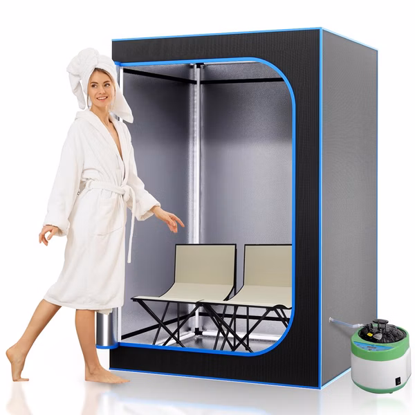 Portable 2-Person Sauna Tent, Detox & Relax, 4L Steamer, 2 Chairs, Black