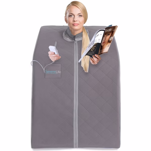 Portable Infrared Sauna for Home Detox, Heated Foot Pad, Gray