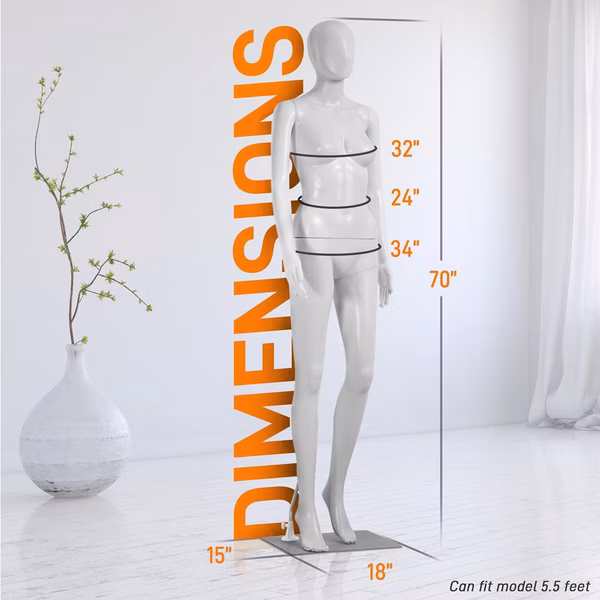 Female Mannequin Dress Form - Realistic, Adjustable, Durable Metal Base