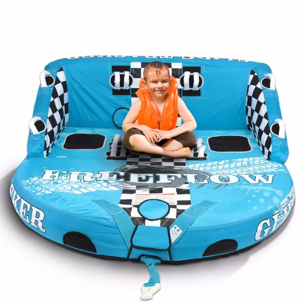 3-Person Towable Tube for Boating, Fast Inflation, Heavy-Duty Nylon Cover