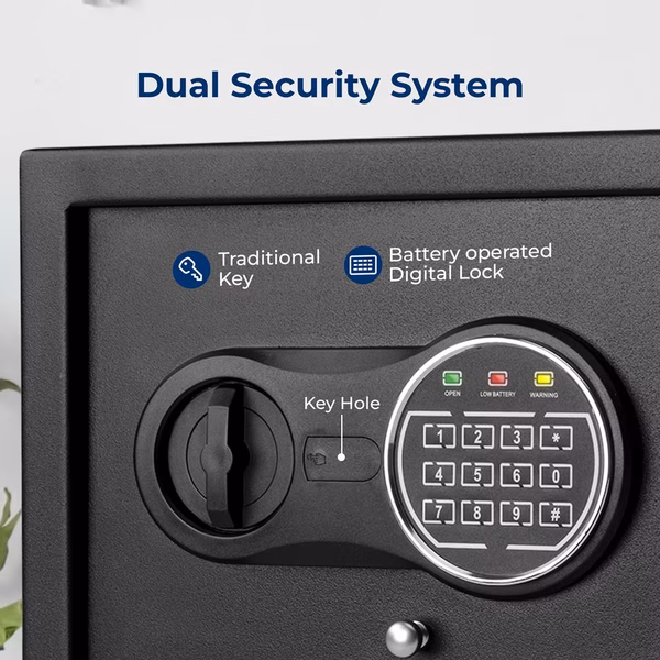 Steel Security Safe Lock Box With Electronic Keypad To Secure Valuables (Black)