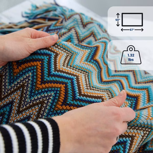 Bohemian Throw Blanket - Boho Knitted Tassel Throw Blanket, Suitable For All Seasons