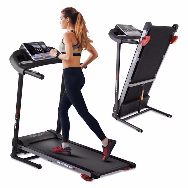 Folding Treadmill for Home Fitness, 6 MPH, 1HP Motor, 12 Programs, Bluetooth