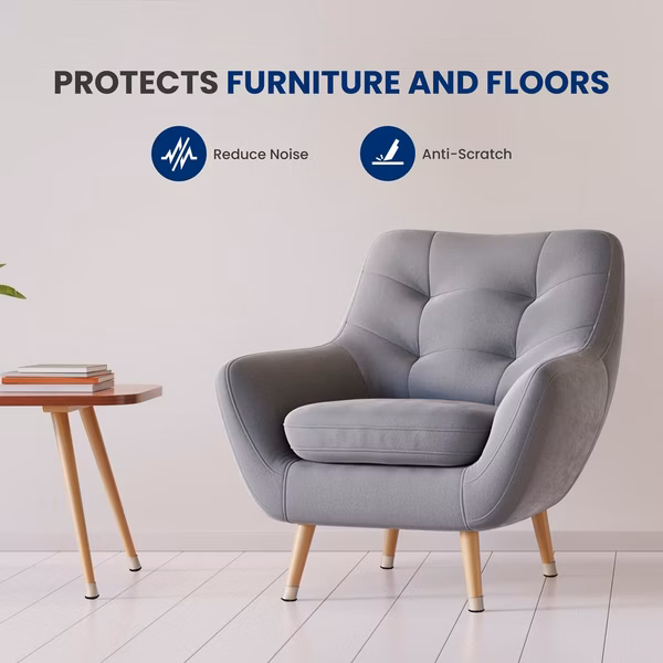 Chair Leg Floor Protectors, Anti-Slip Rubber, Clear, 24 Pack