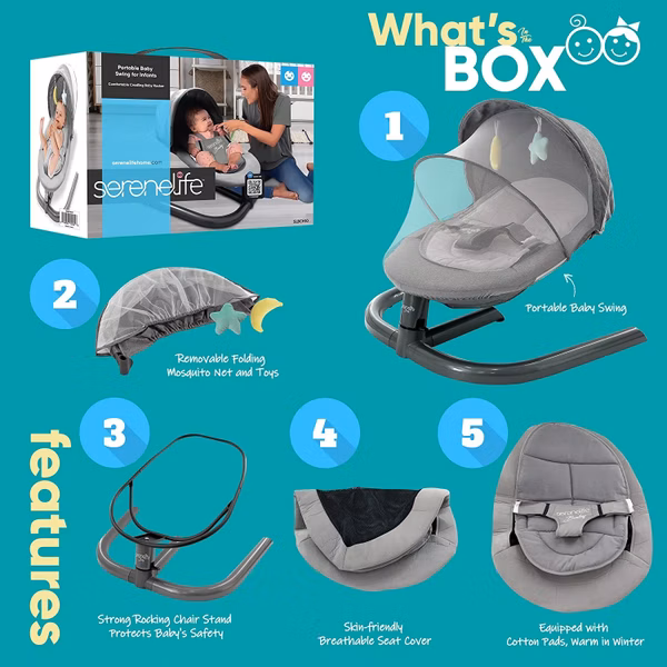 Portable Baby Swing for Infants - Comfortable Cradling Baby Rocker
