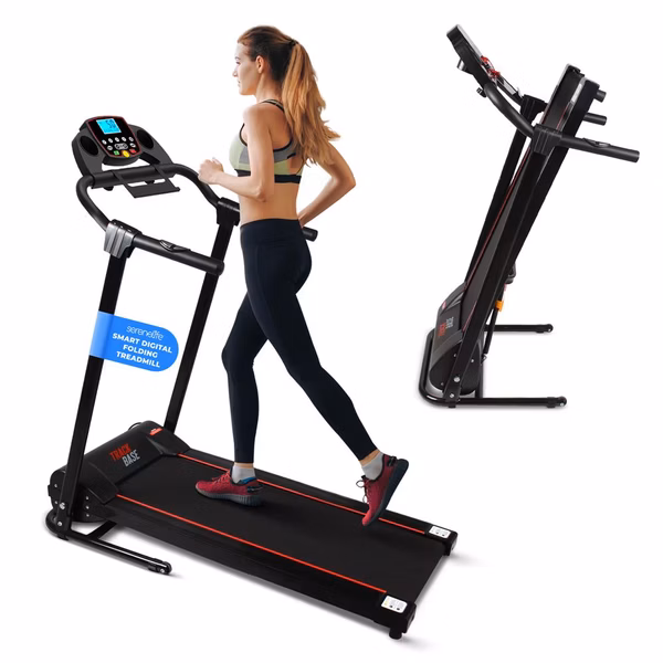 Electric Folding Treadmill, Compact Design, Bluetooth, 12 Modes