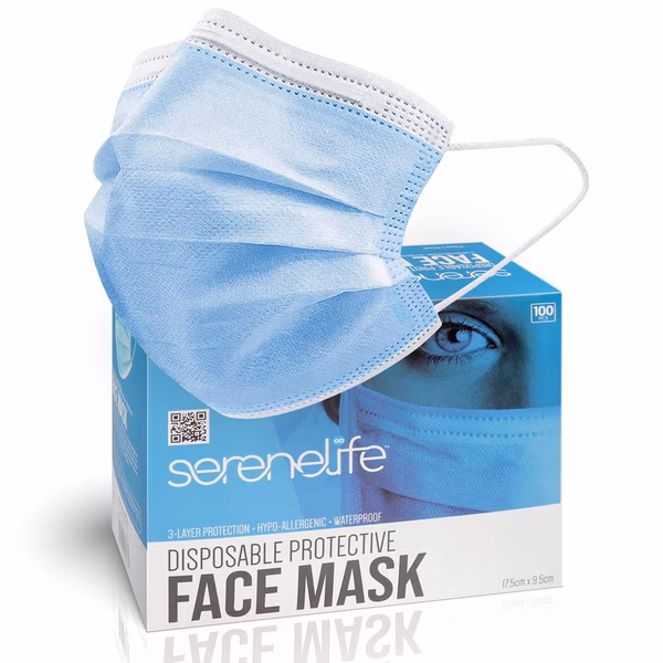 100 Disposable Face Masks, 3-Layer Protection, Breathable, Skin-Friendly