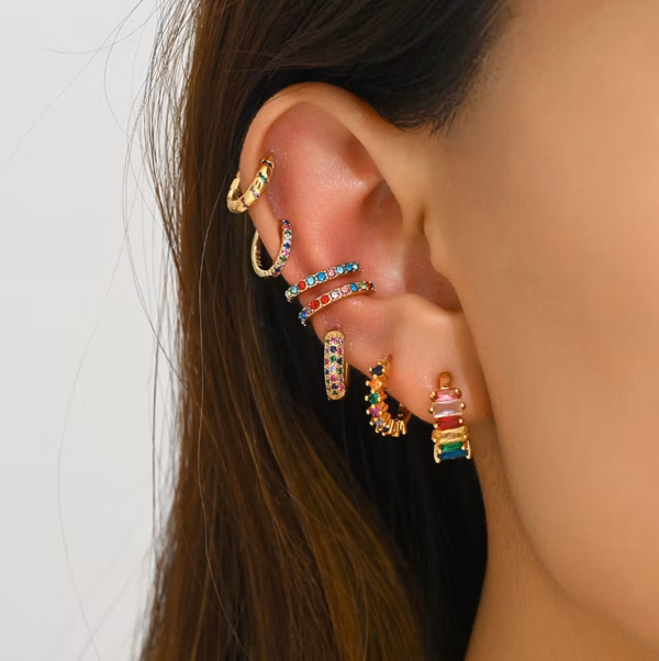 Gold Hoop Earrings Set for Women, 7Pcs14K Gold Plated Hypoallergenic Multiple Piercing Earrings for Women Jewelry Gift