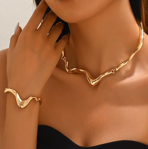 Necklace Set Gold Punk Necklaces and Bracelet Sets Fashion Necklaces Chain for Women