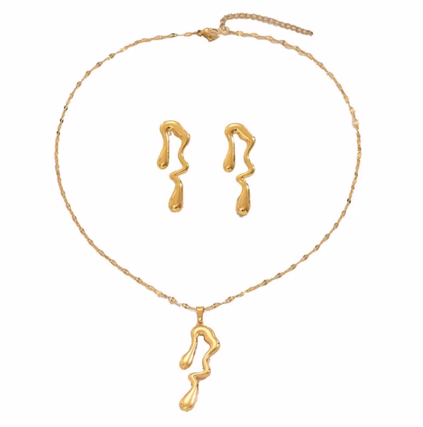 Minimalist Jewelry Sets Bangladesh – Dainty Gold Pendant Necklace & Earrings for Women Elegant