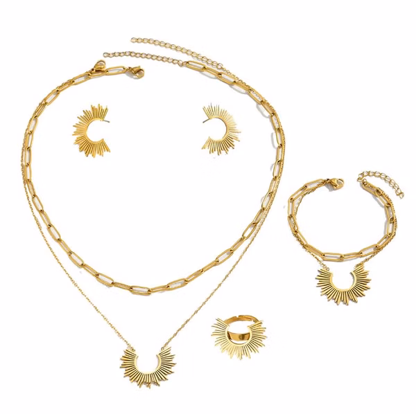 Sunburst Sunshine Pendant Necklace Sun Statement Fashion Necklace for Women Jewelry Gifts
